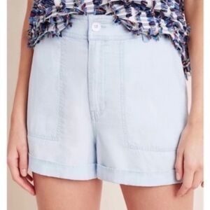 Cloth & Stone Anthropologie Blue Chambray High Rise Shorts Size Medium